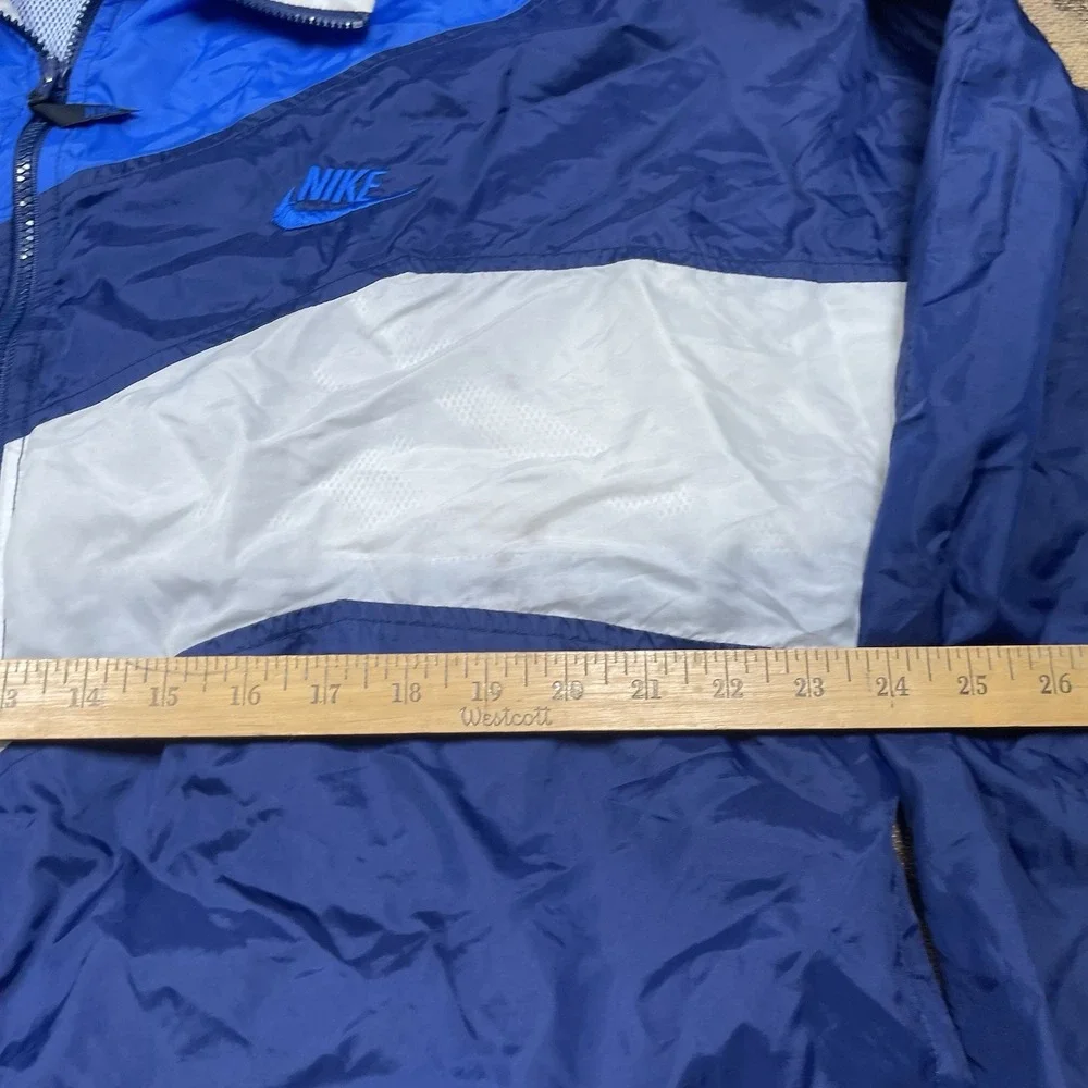 Vtg 90s Nike Full Zip Vented Windbreaker Jacket Mens Size XL Blue White Athletic